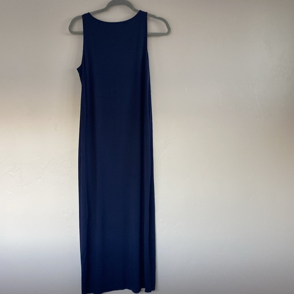 Eileen fisher navy blue sleeveless jersey maxi dress size M - Picture 2 of 7